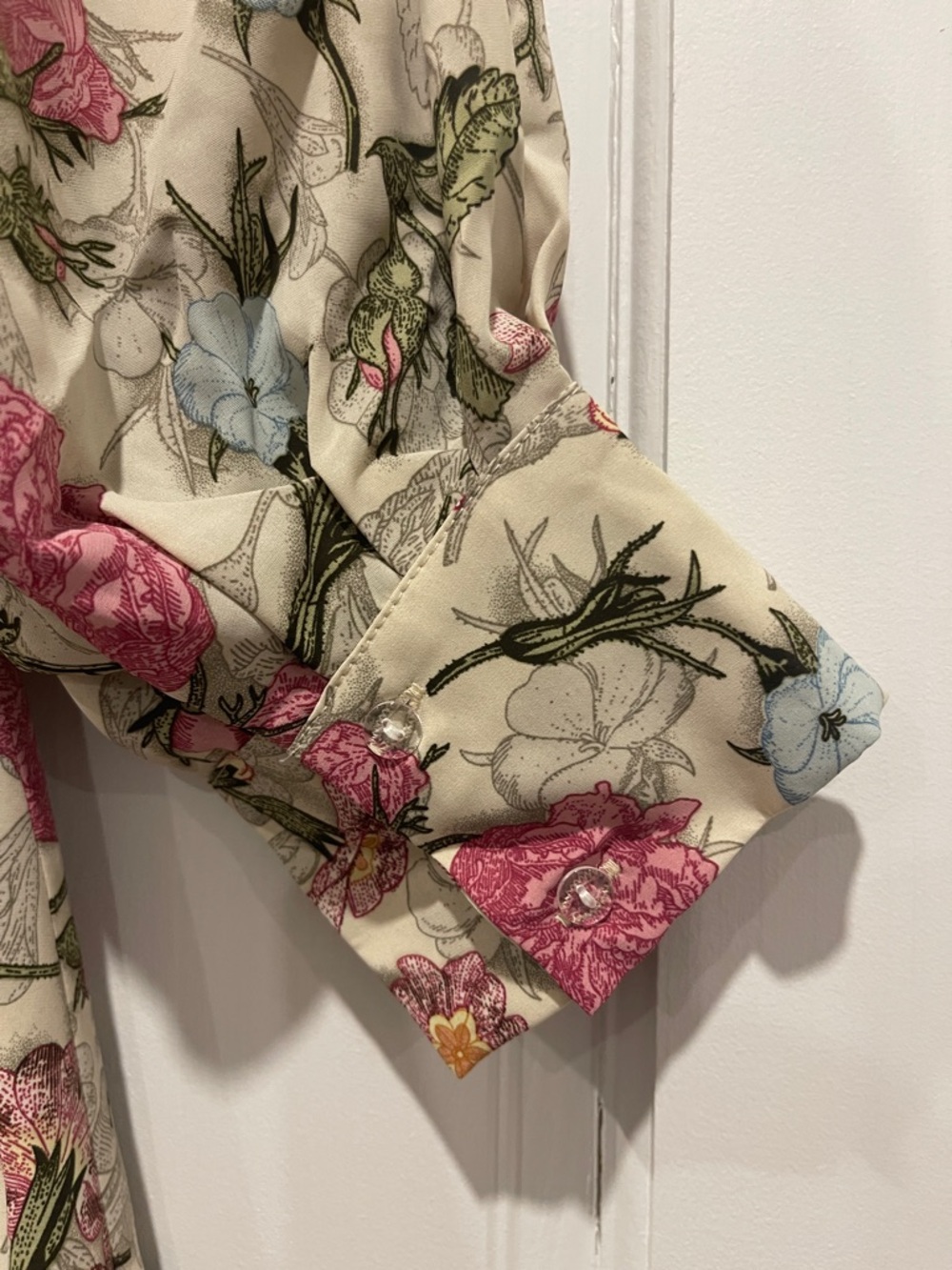 Prairie  Cream Maxi Dress with Pink Floral Print - Picture 3 of 6